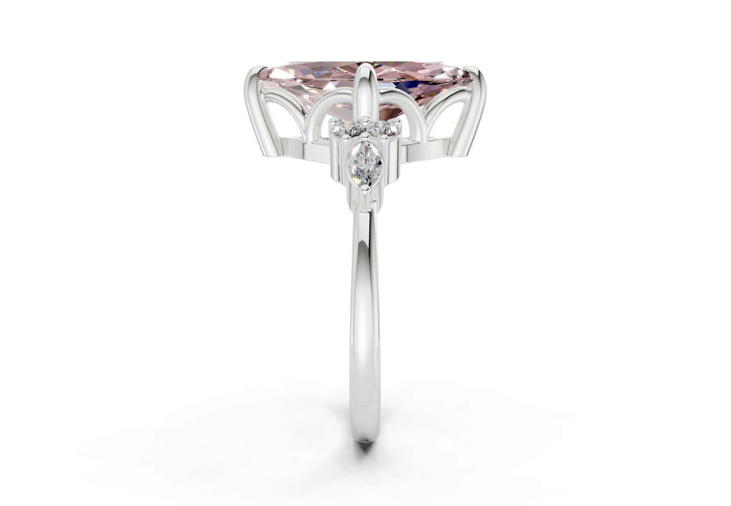 Lyra Pink Diamond Accent Marquise Cut 2mm Engagement Ring