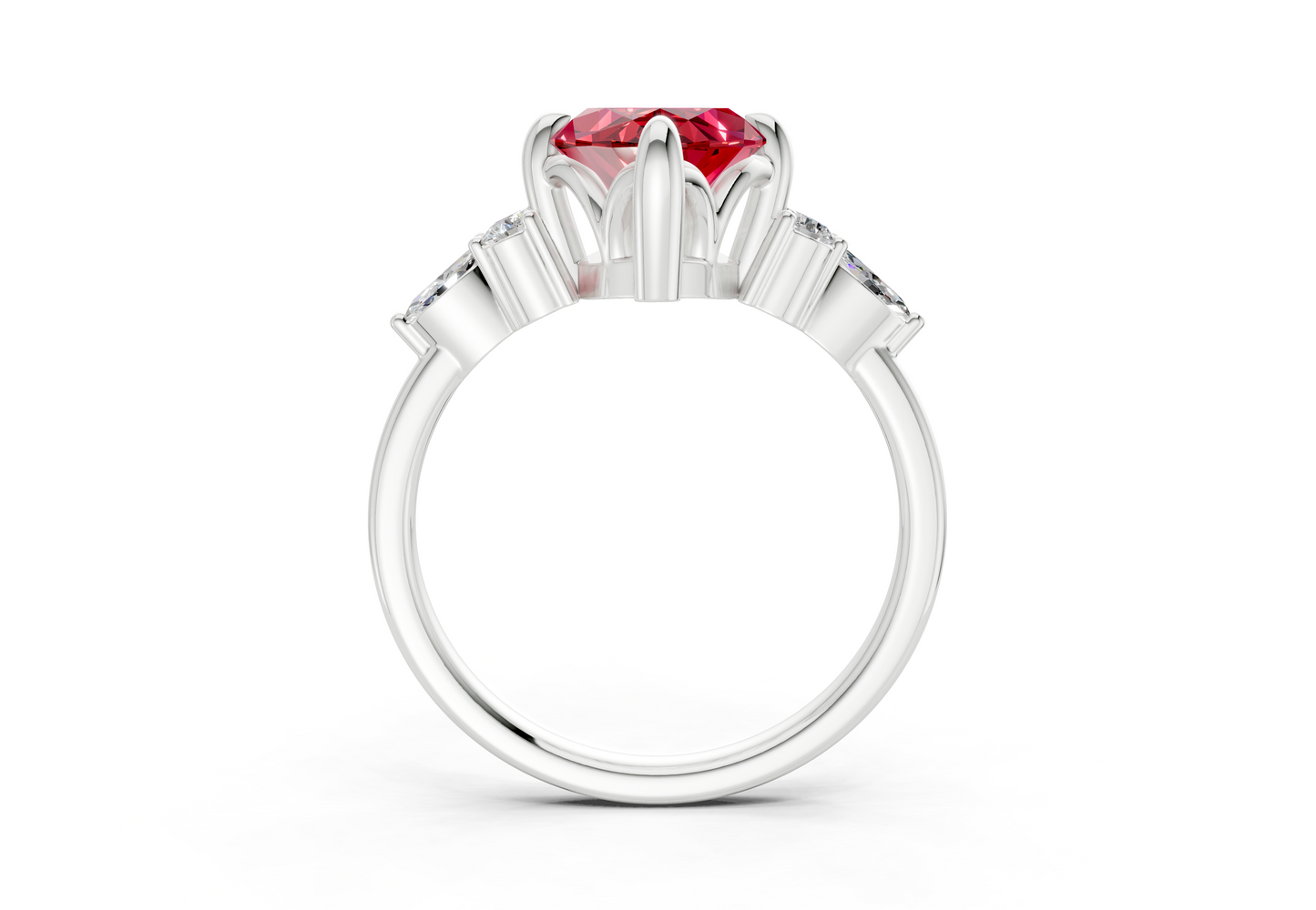 Lyra Ruby Gemstone Accent Marquise Cut 1.8mm Engagement Ring