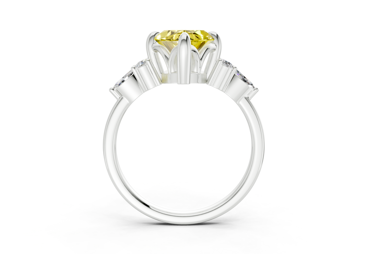Lyra Yellow Diamond Accent Marquise Cut 1.8mm Engagement Ring