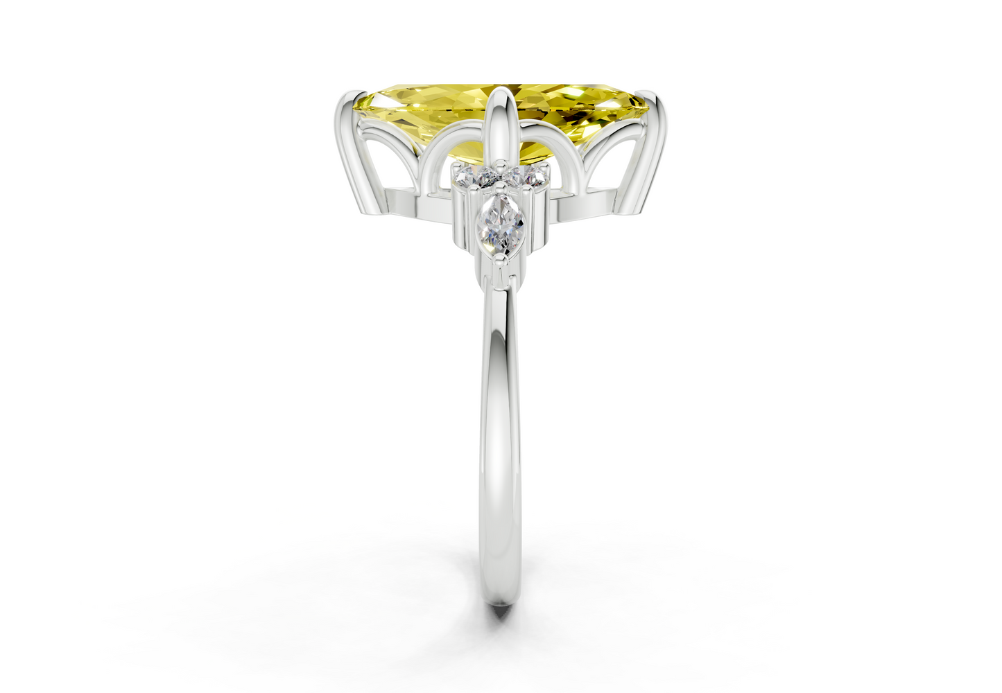 Lyra Yellow Diamond Accent Marquise Cut 1.8mm Engagement Ring