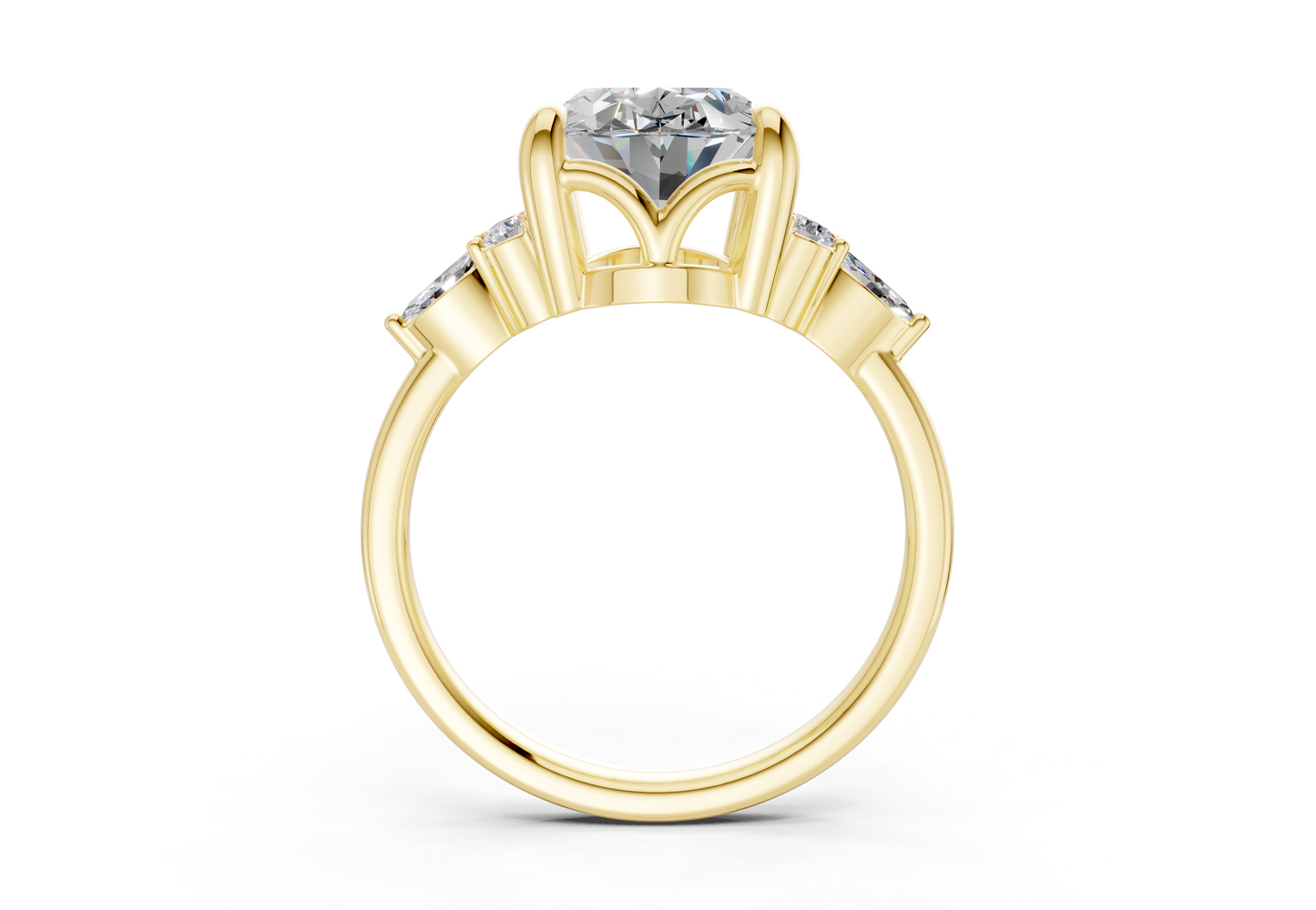 Lyra Diamond Accent Oval Cut 1.8mm Engagement Ring