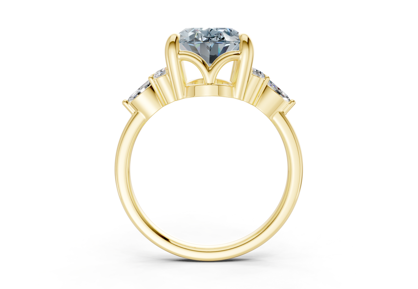 Lyra Blue Diamond Accent Oval Cut 2.3mm Engagement Ring