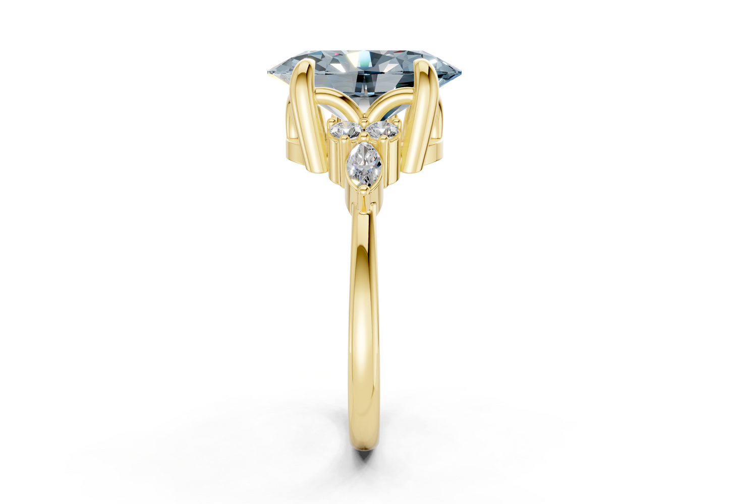 Lyra Blue Diamond Accent Oval Cut 2.3mm Engagement Ring