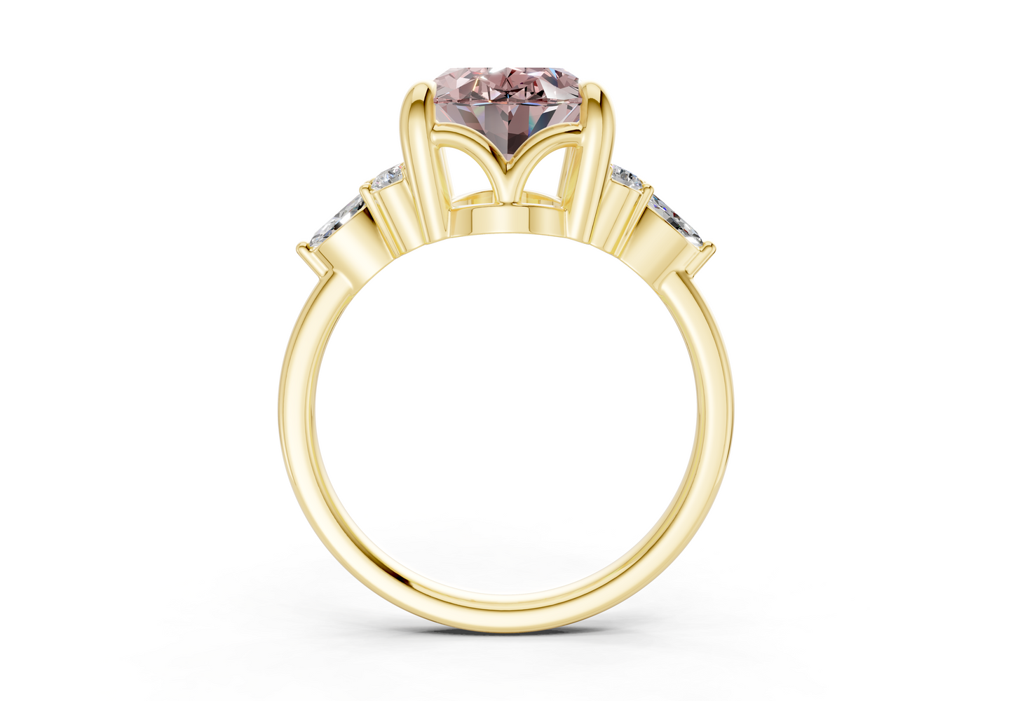 Lyra Pink Diamond Accent Oval Cut 2.3mm Engagement Ring
