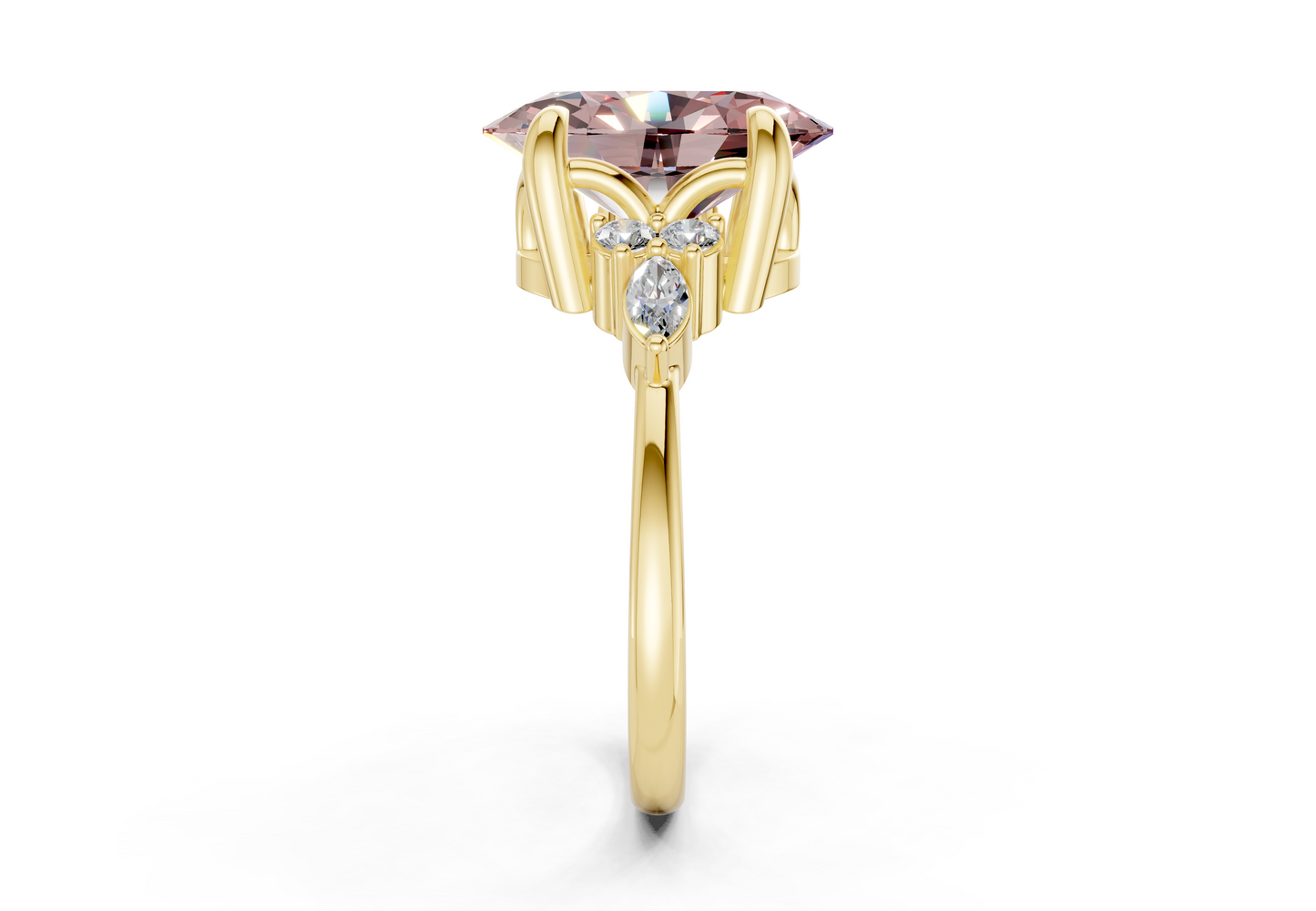 Lyra Pink Diamond Accent Oval Cut 2mm Engagement Ring
