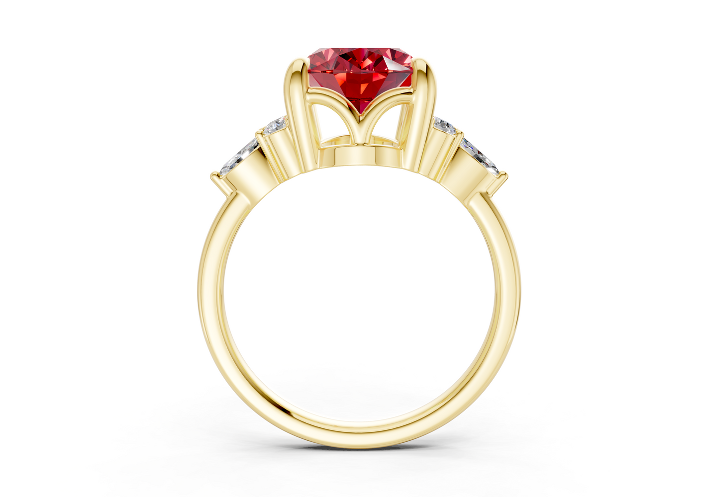 Lyra Ruby Gemstone Accent Oval Cut 1.8mm Engagement Ring