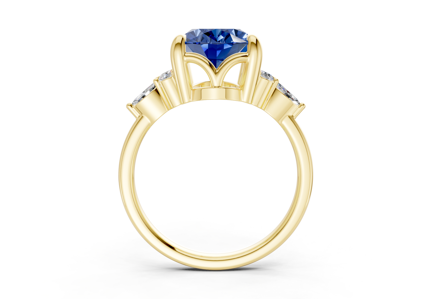 Lyra Sapphire Gemstone Accent Oval Cut 2mm Engagement Ring