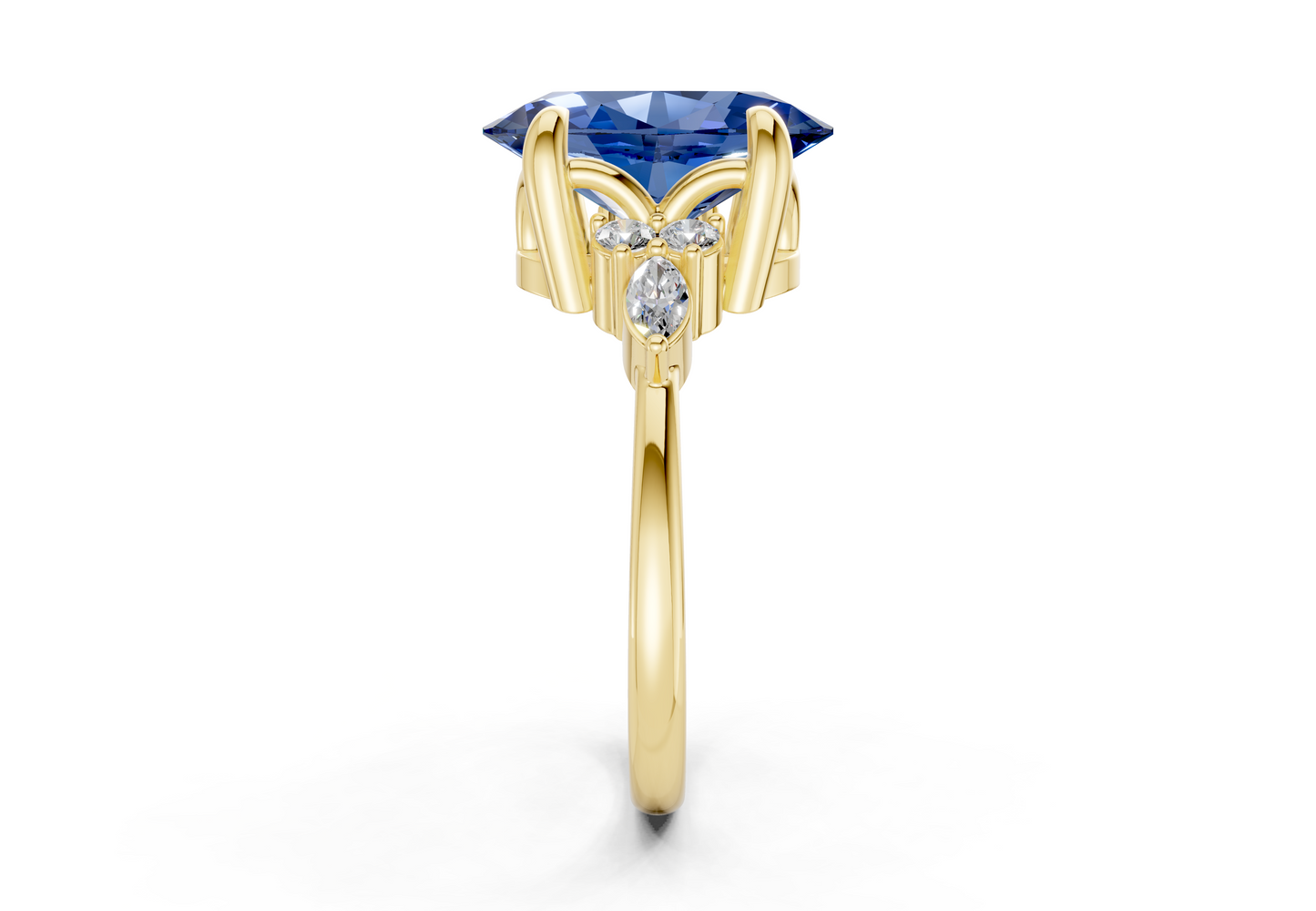 Lyra Sapphire Gemstone Accent Oval Cut 2mm Engagement Ring