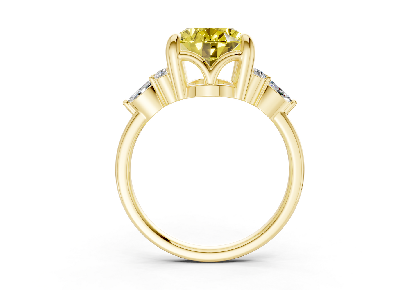 Lyra Yellow Diamond Accent Oval Cut 2.3mm Engagement Ring
