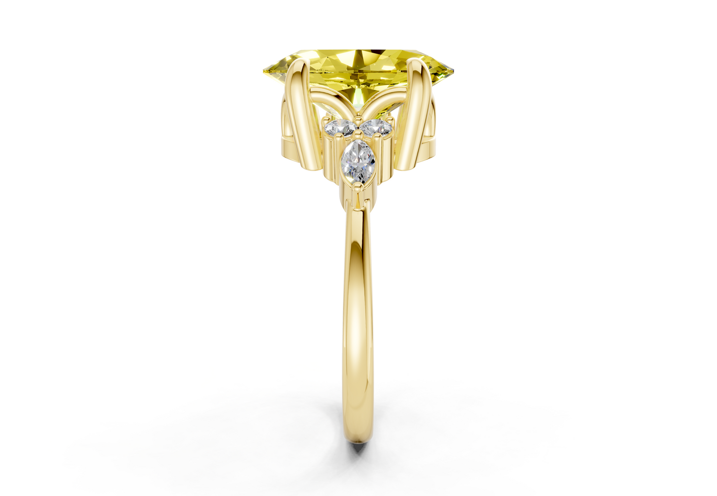 Lyra Yellow Diamond Accent Oval Cut 1.8mm Engagement Ring