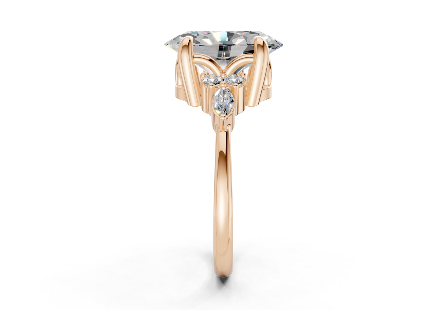 Lyra Diamond Accent Oval Cut 1.8mm Engagement Ring