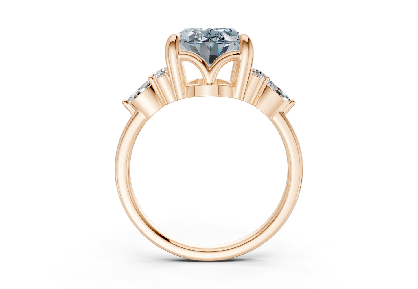Lyra Blue Diamond Accent Oval Cut 2.3mm Engagement Ring