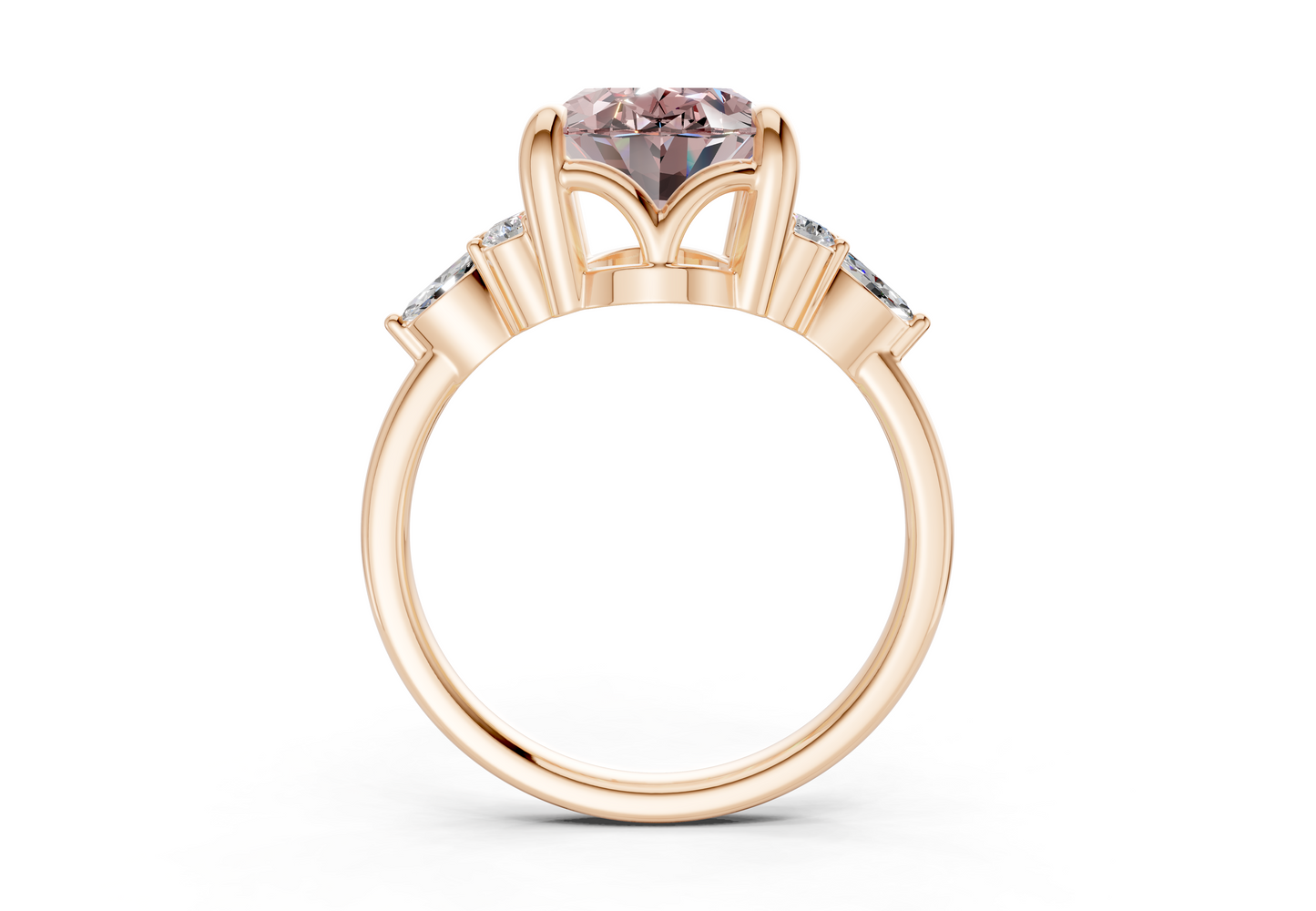 Lyra Pink Diamond Accent Oval Cut 2mm Engagement Ring