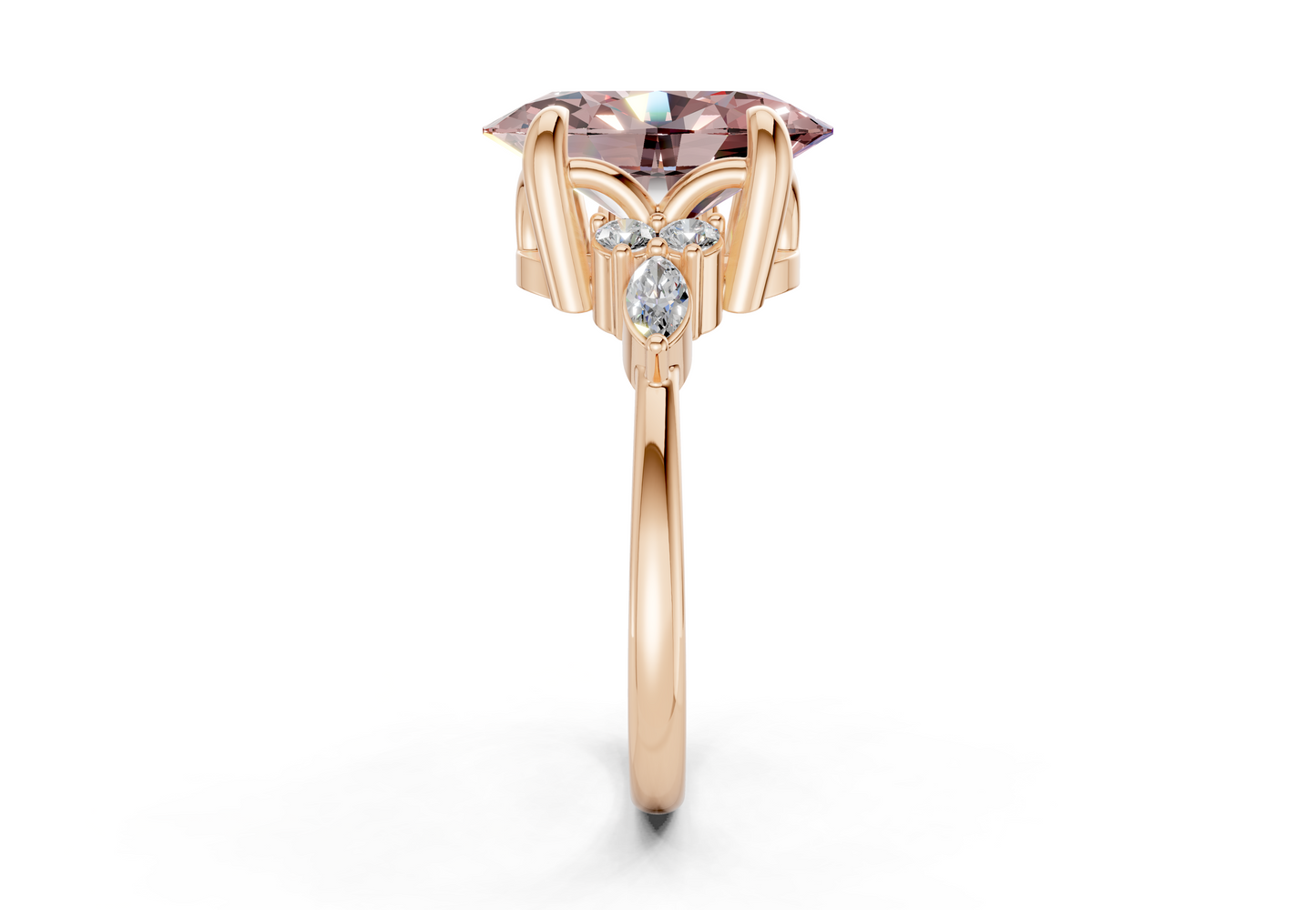 Lyra Pink Diamond Accent Oval Cut 2mm Engagement Ring