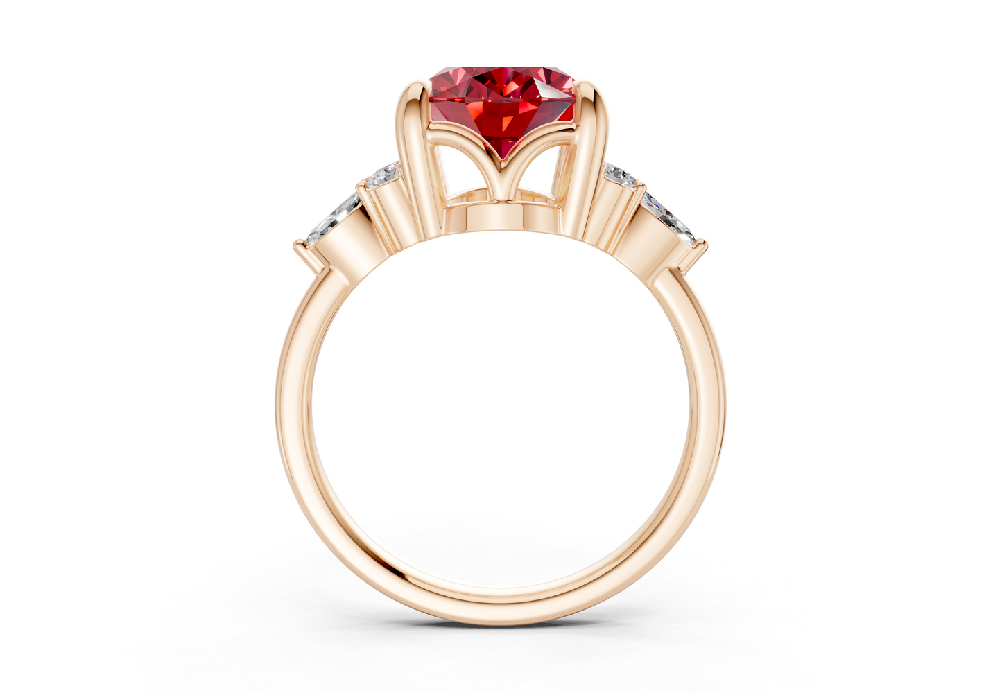 Lyra Ruby Gemstone Accent Oval Cut 1.8mm Engagement Ring