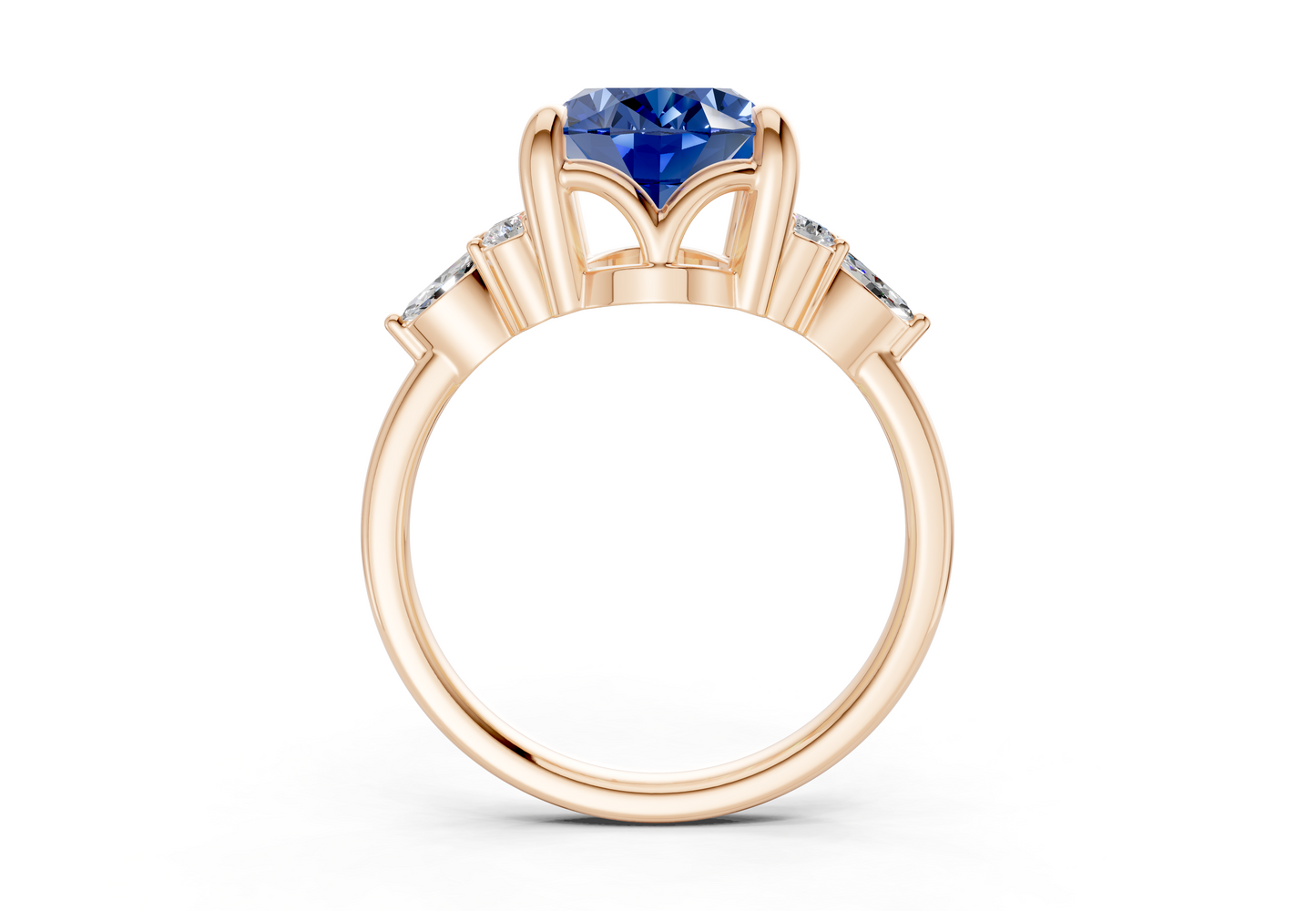 Lyra Sapphire Gemstone Accent Oval Cut 2mm Engagement Ring