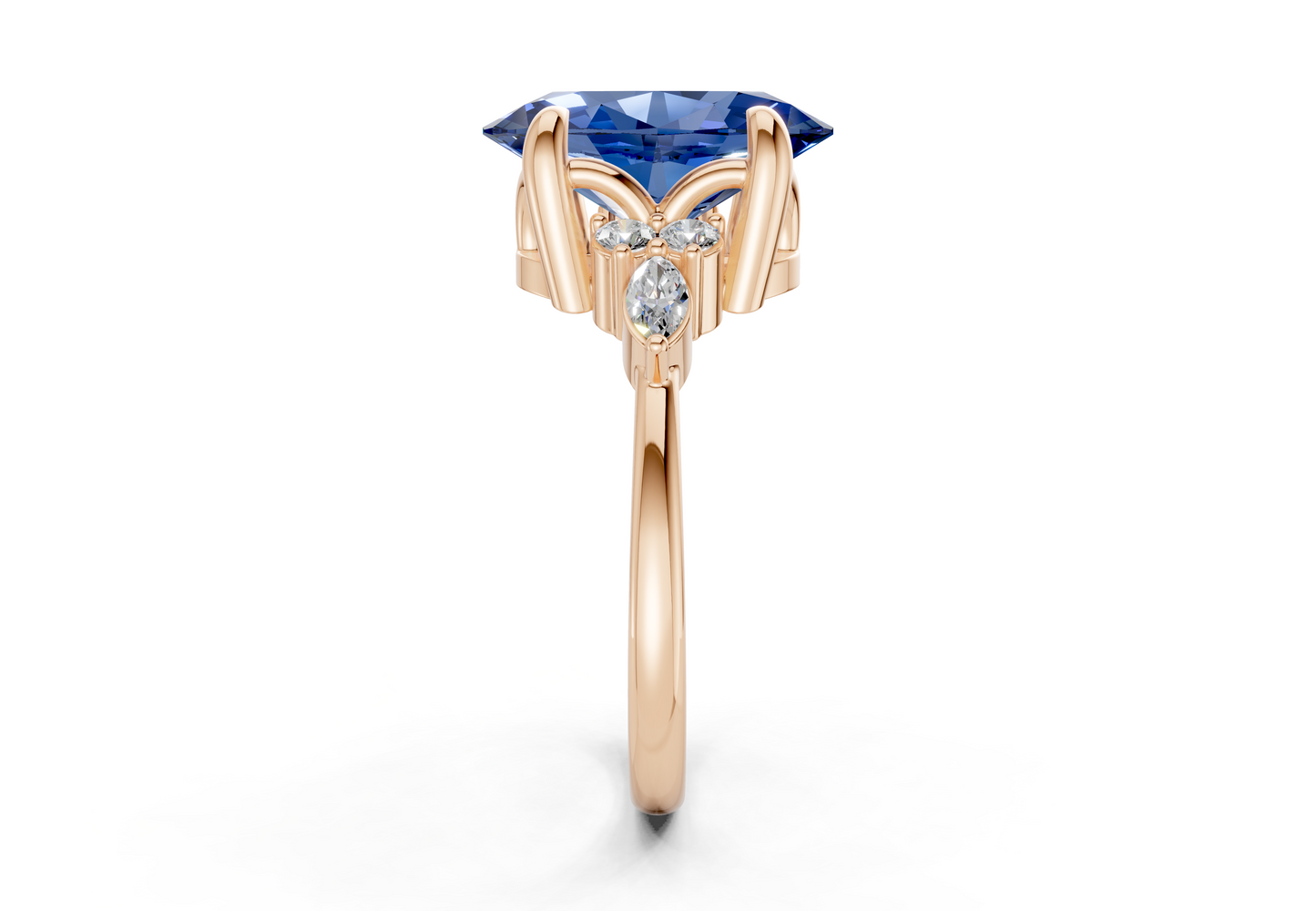 Lyra Sapphire Gemstone Accent Oval Cut 2mm Engagement Ring
