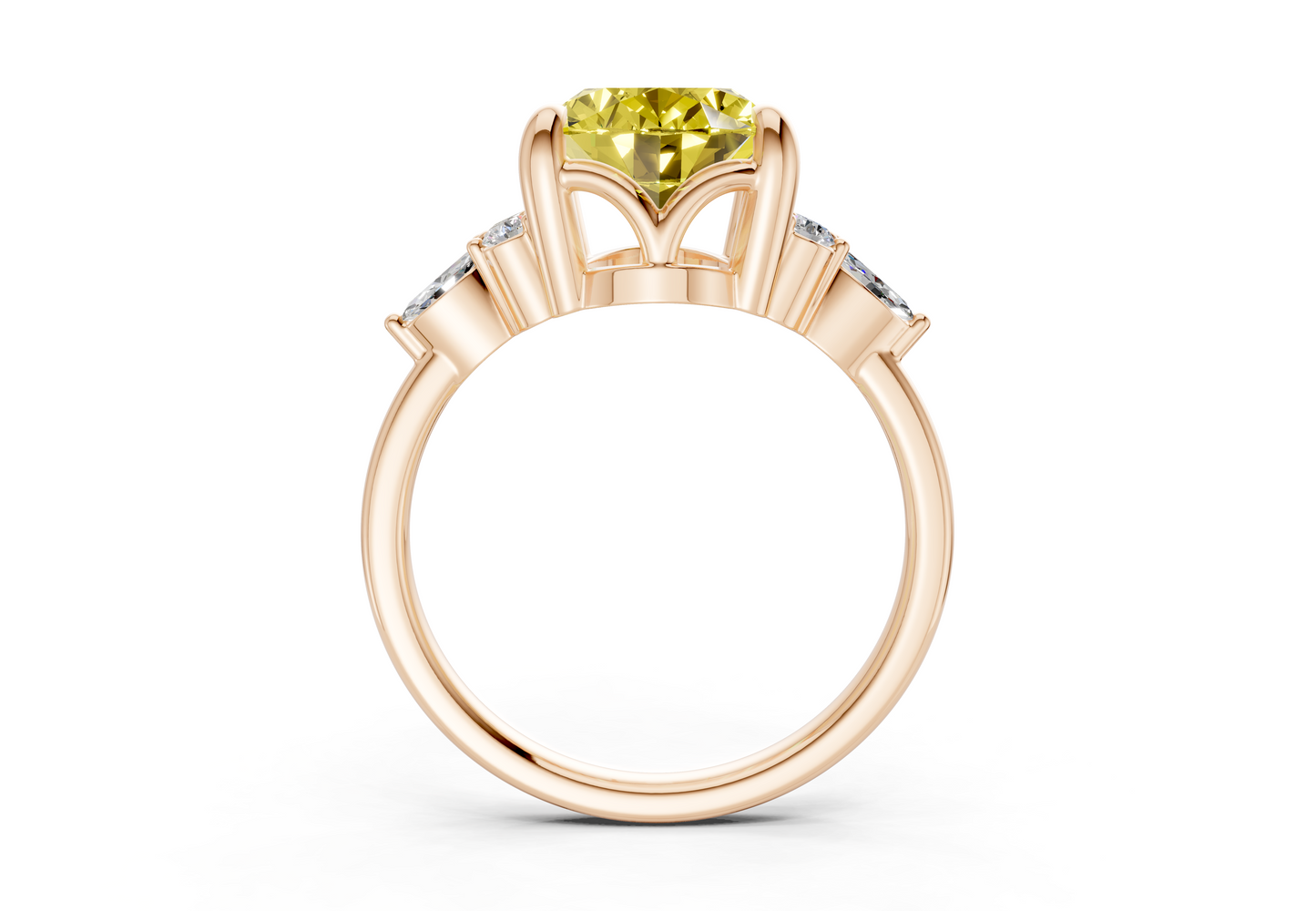 Lyra Yellow Diamond Accent Oval Cut 2.3mm Engagement Ring