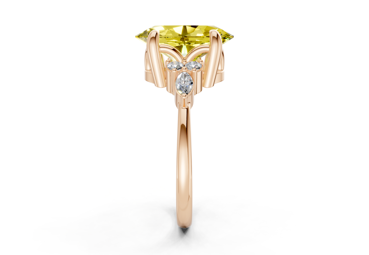 Lyra Yellow Diamond Accent Oval Cut 1.8mm Engagement Ring