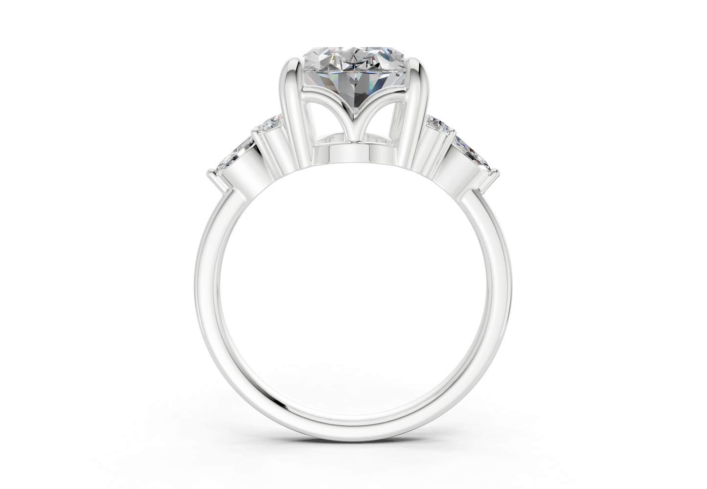 Lyra Diamond Accent Oval Cut 1.8mm Engagement Ring