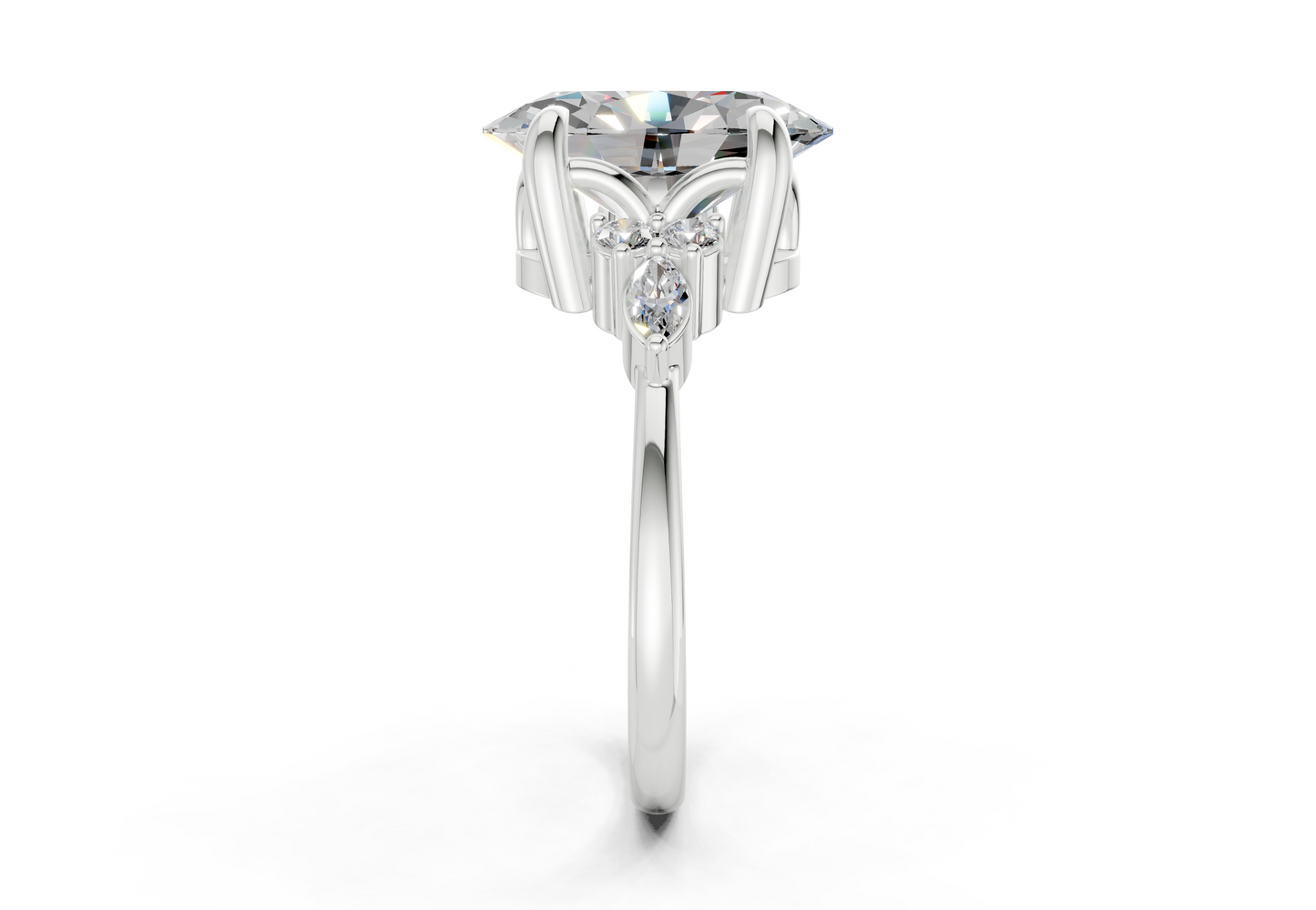 Lyra Diamond Accent Oval Cut 1.8mm Engagement Ring
