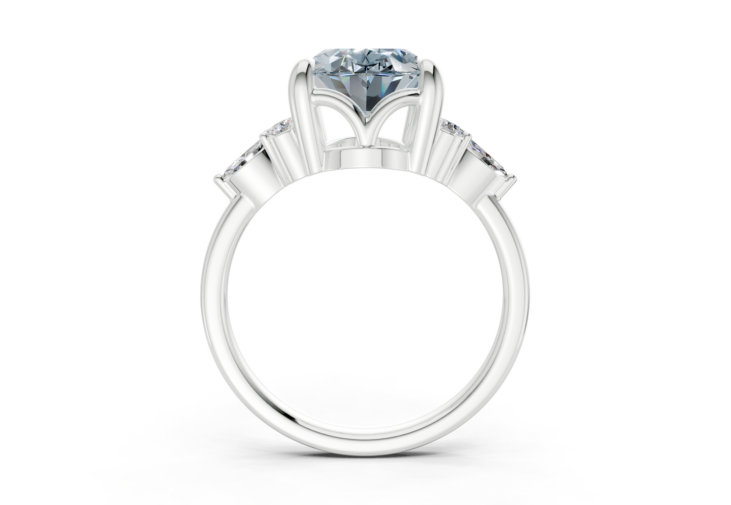 Lyra Blue Diamond Accent Oval Cut 2.3mm Engagement Ring