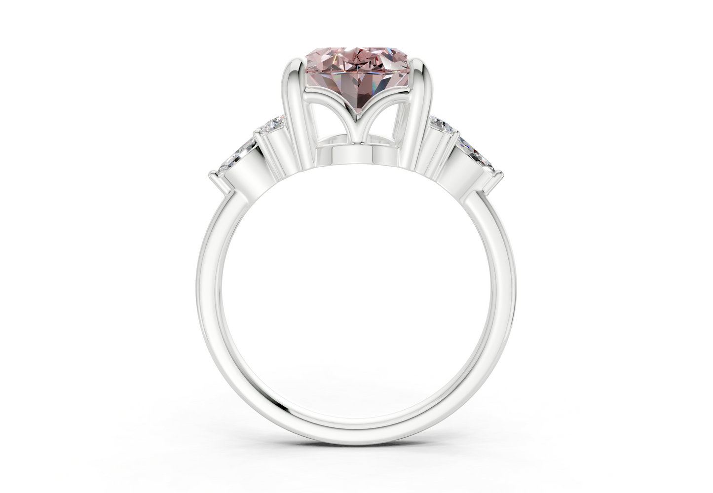 Lyra Pink Diamond Accent Oval Cut 2mm Engagement Ring