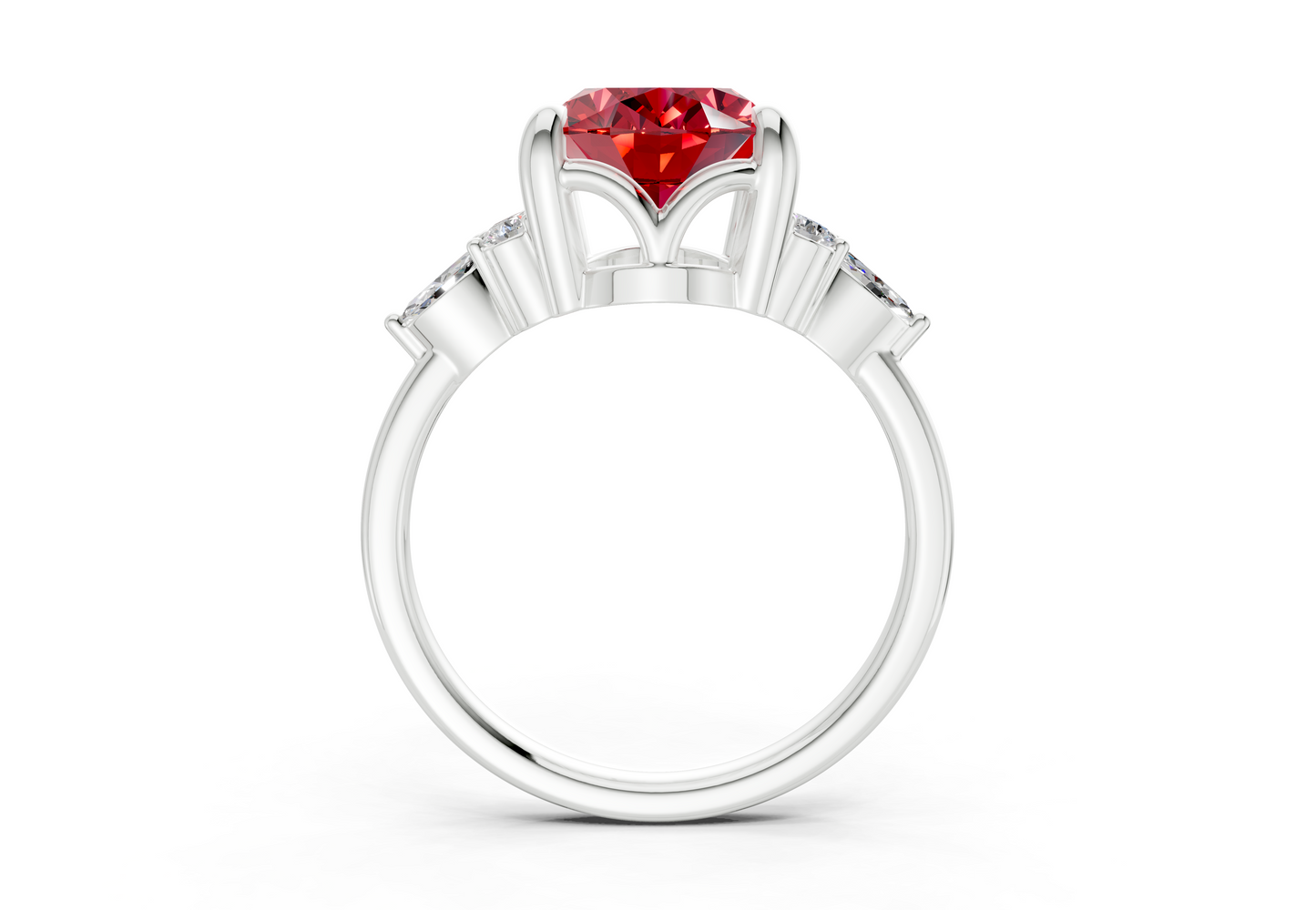 Lyra Ruby Gemstone Accent Oval Cut 1.8mm Engagement Ring