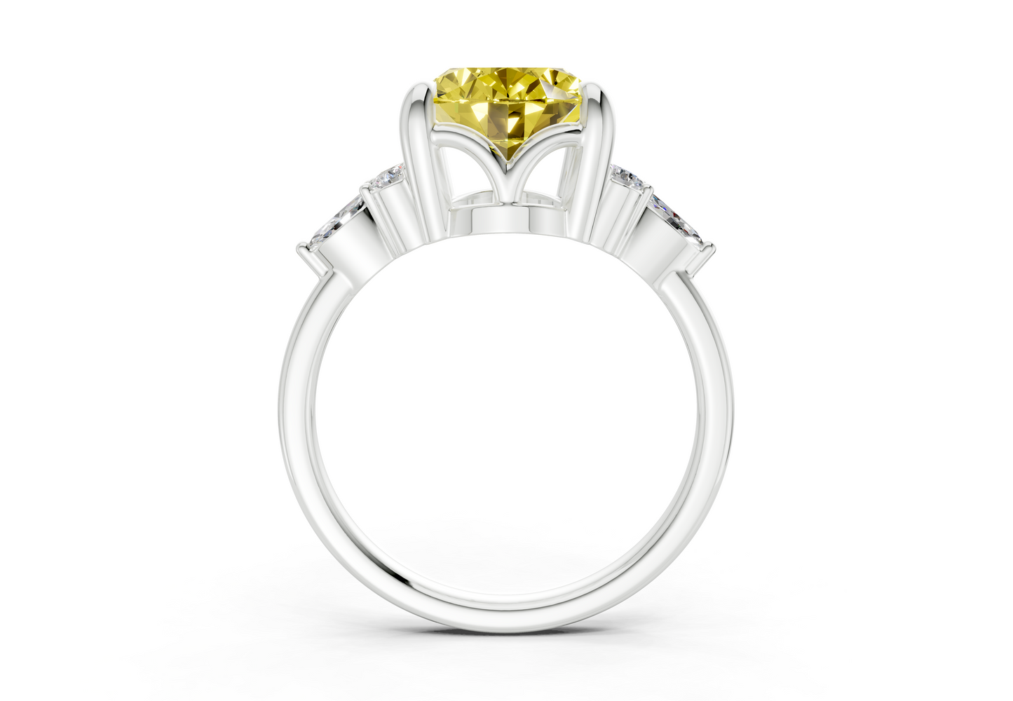 Lyra Yellow Diamond Accent Oval Cut 1.8mm Engagement Ring