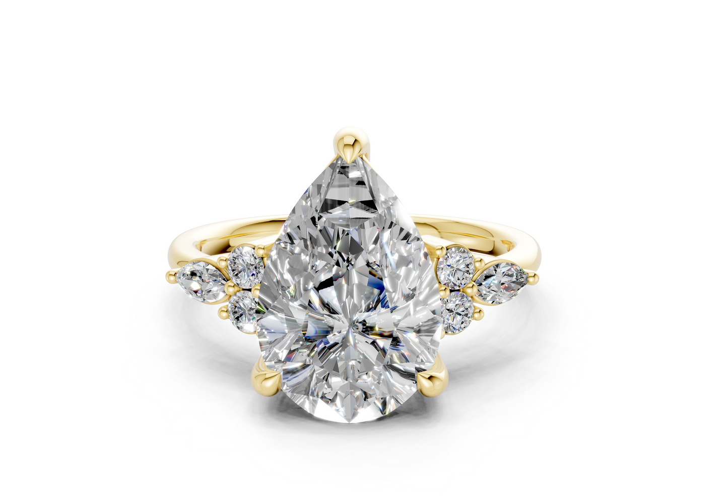 Lyra Diamond Accent Pear Cut 2.3mm Engagement Ring