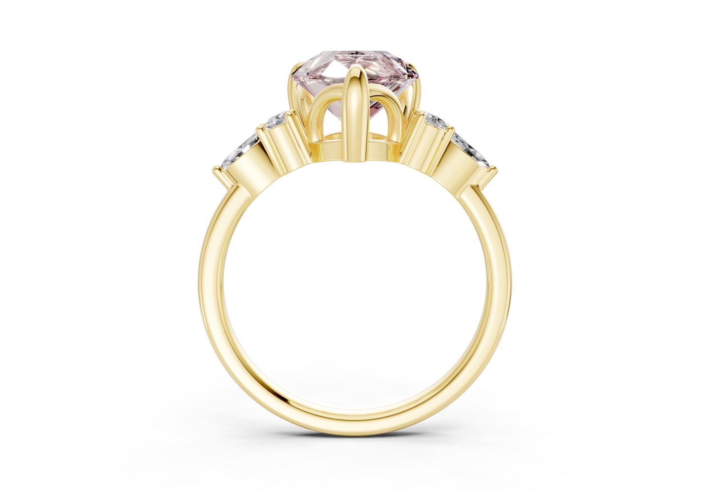 Lyra Pink Diamond Accent Pear Cut 2.3mm Engagement Ring