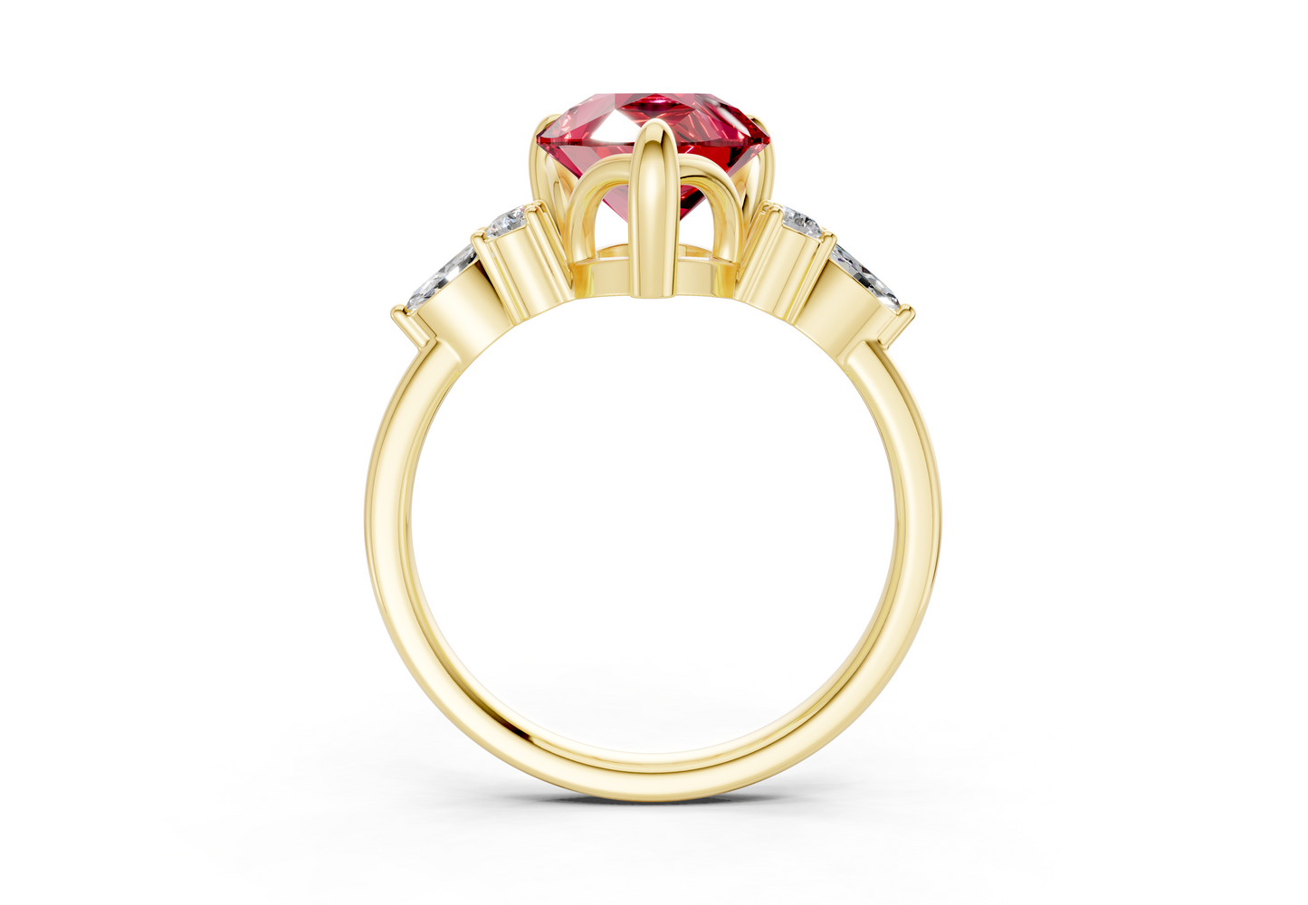 Lyra Ruby Gemstone Accent Pear Cut 1.8mm Engagement Ring