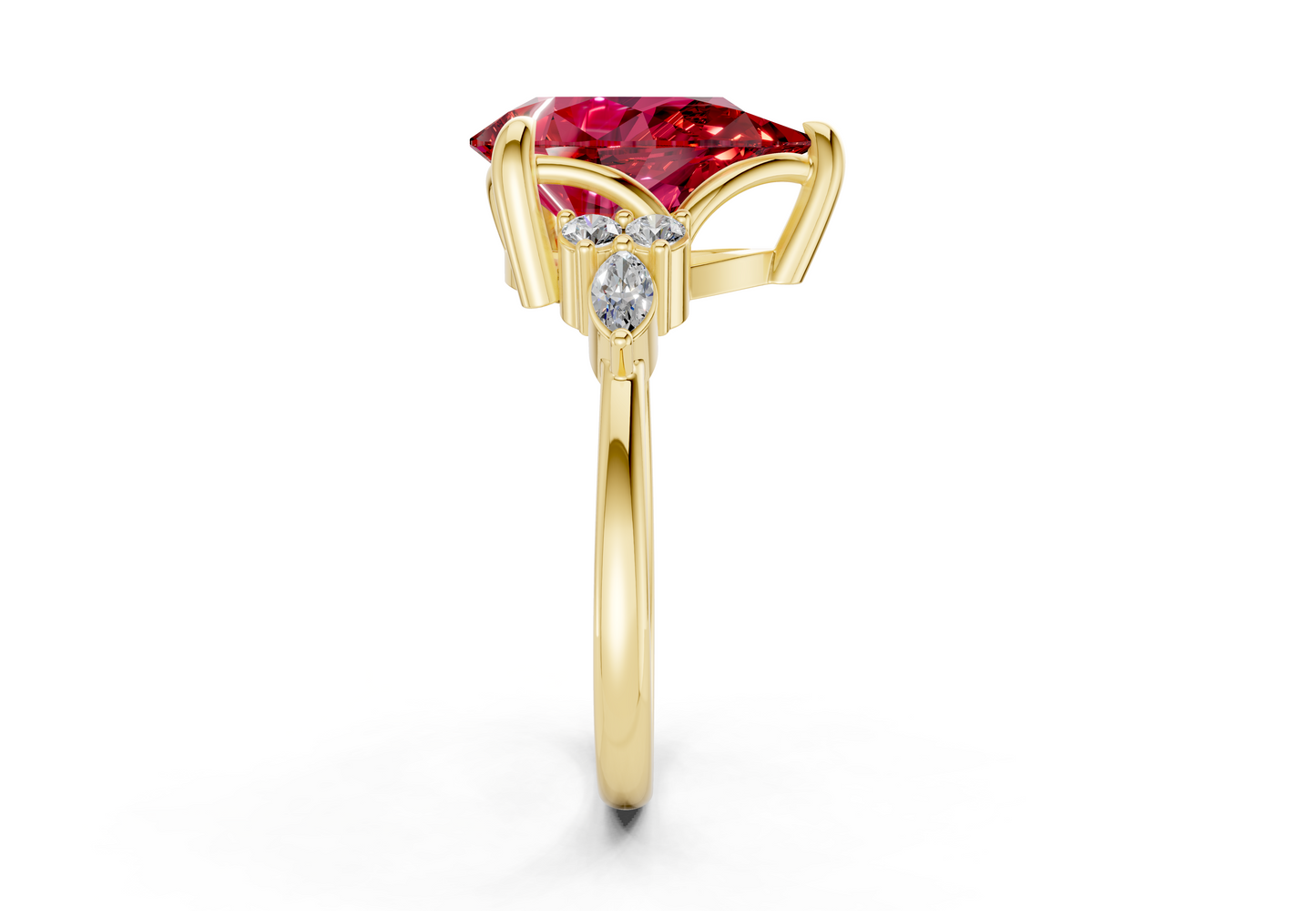 Lyra Ruby Gemstone Accent Pear Cut 1.8mm Engagement Ring