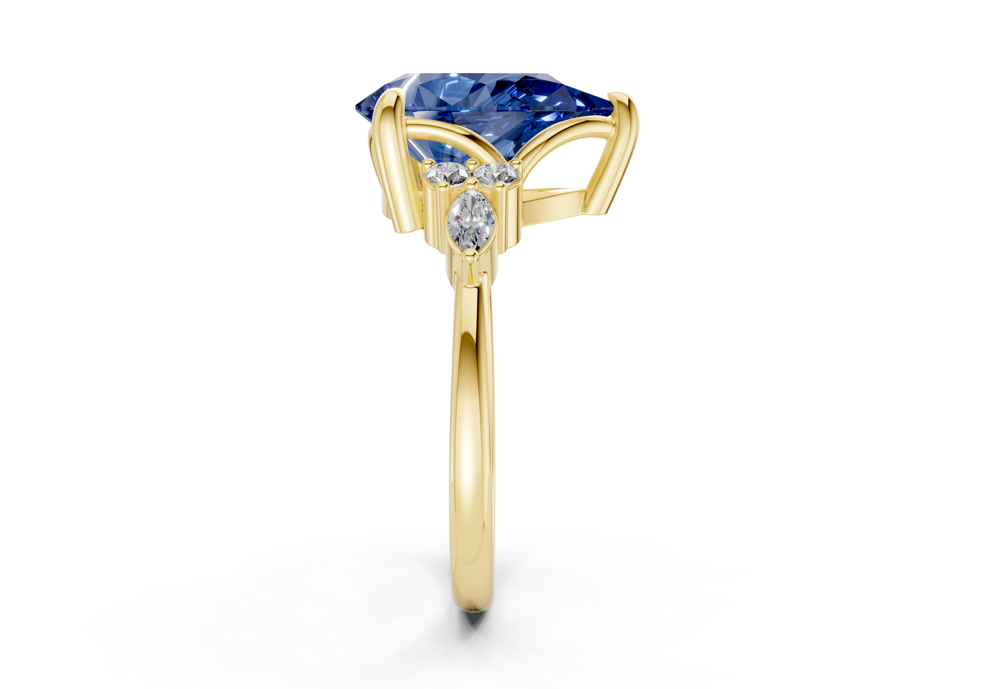 Lyra Sapphire Gemstone Accent Pear Cut 1.8mm Engagement Ring
