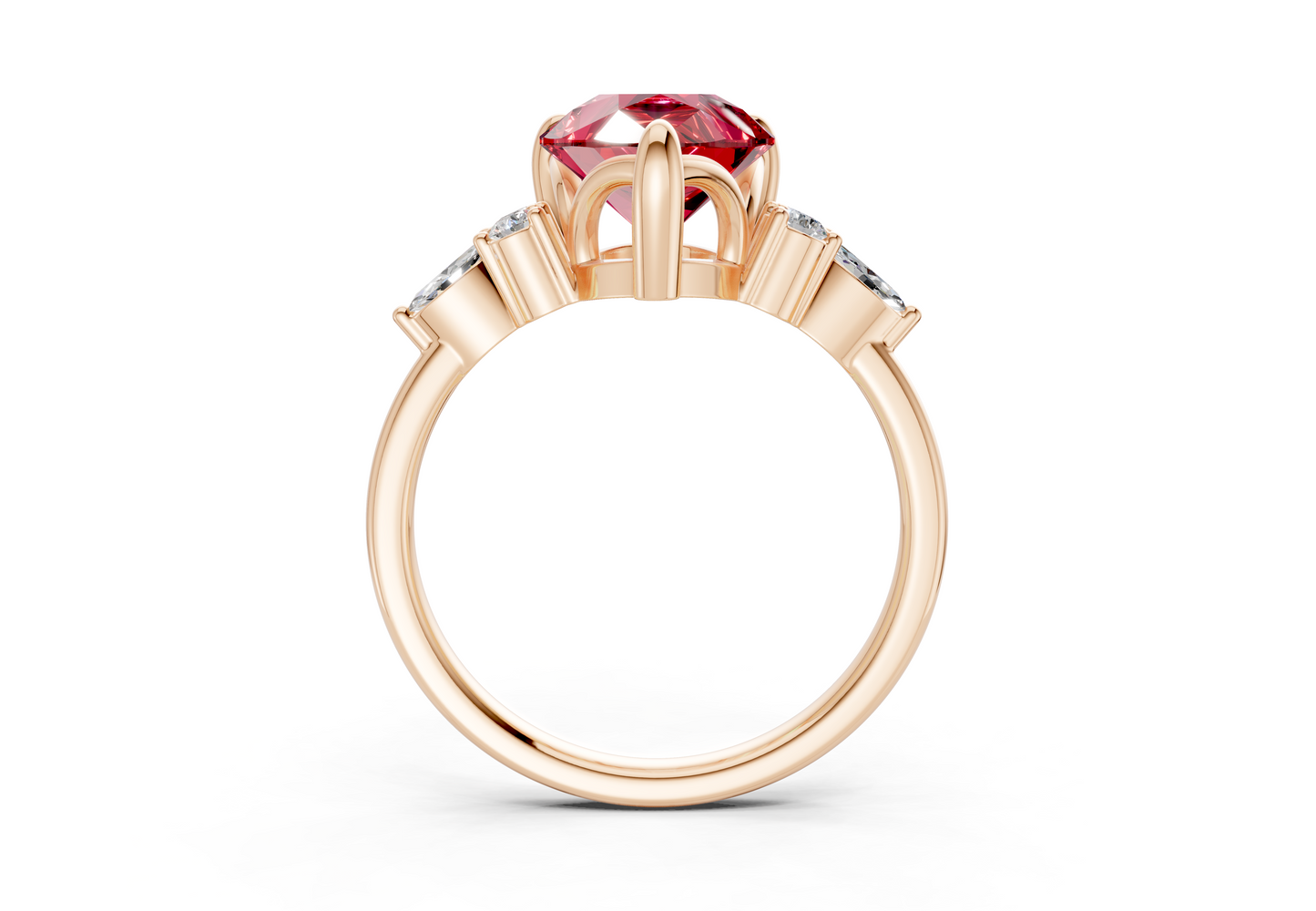 Lyra Ruby Gemstone Accent Pear Cut 1.8mm Engagement Ring