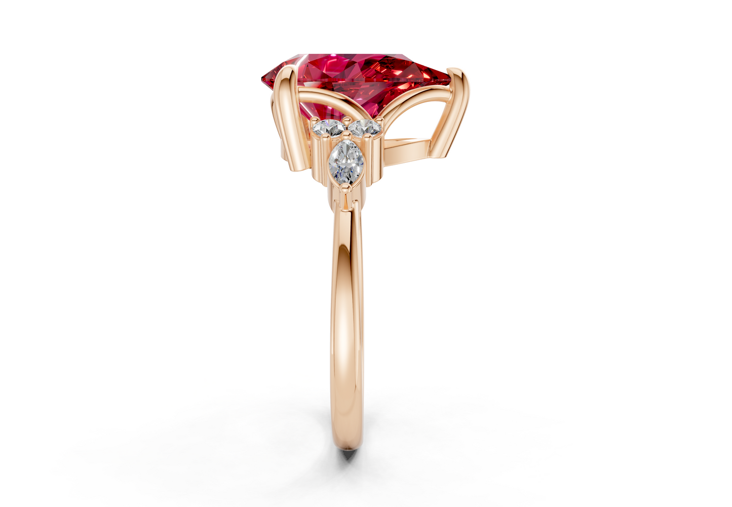 Lyra Ruby Gemstone Accent Pear Cut 1.8mm Engagement Ring