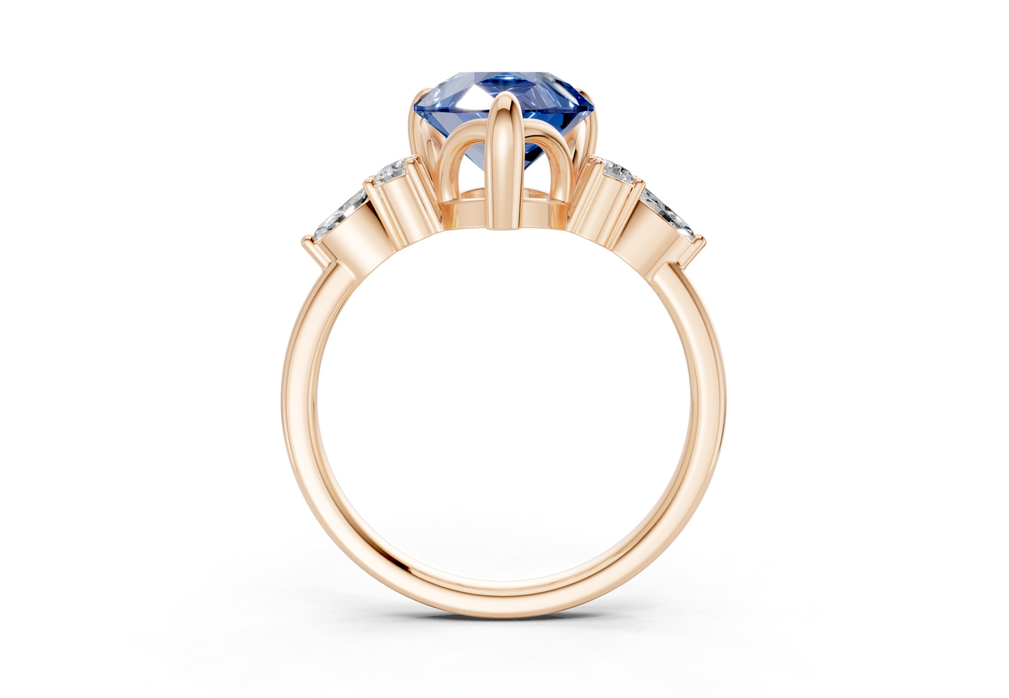 Lyra Sapphire Gemstone Accent Pear Cut 1.8mm Engagement Ring