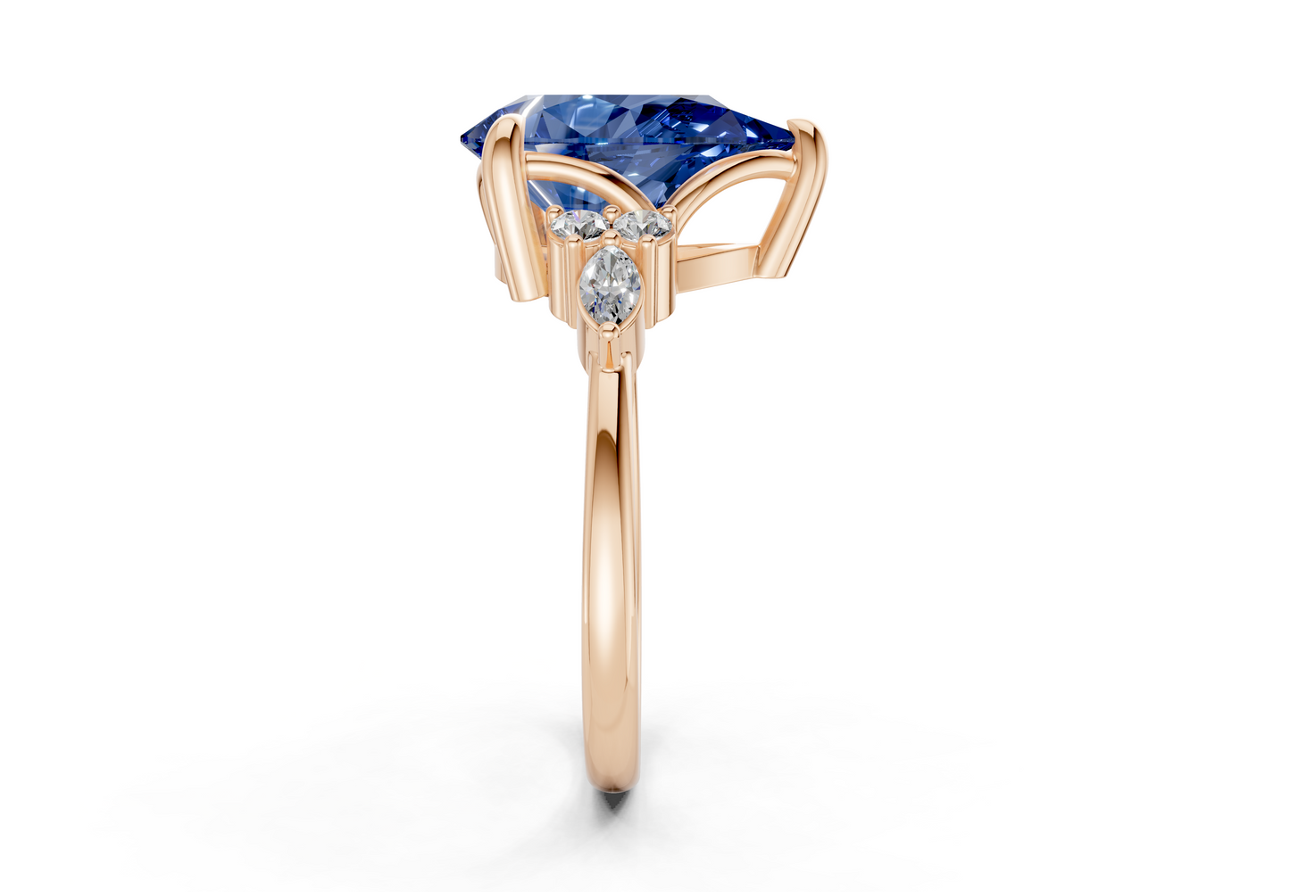 Lyra Sapphire Gemstone Accent Pear Cut 1.8mm Engagement Ring