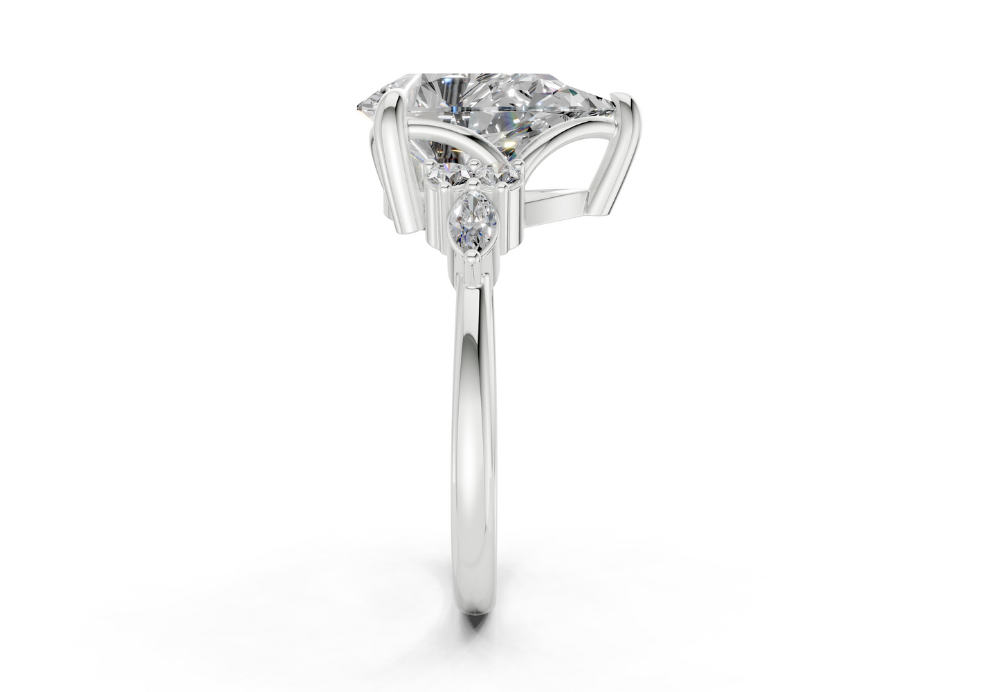 Lyra Diamond Accent Pear Cut 2mm Engagement Ring