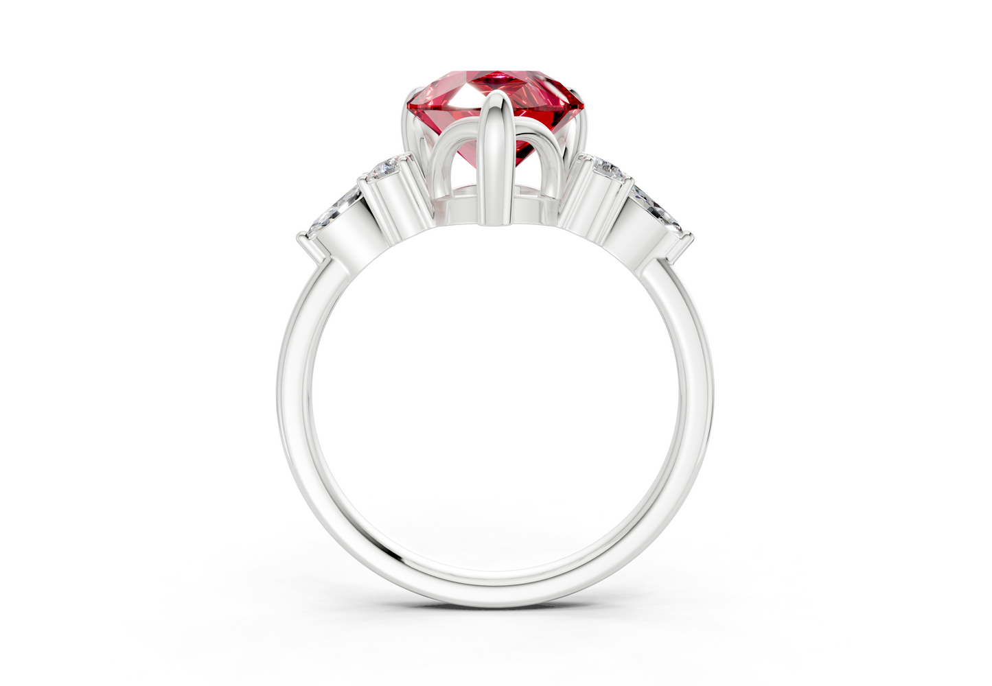 Lyra Ruby Gemstone Accent Pear Cut 1.8mm Engagement Ring