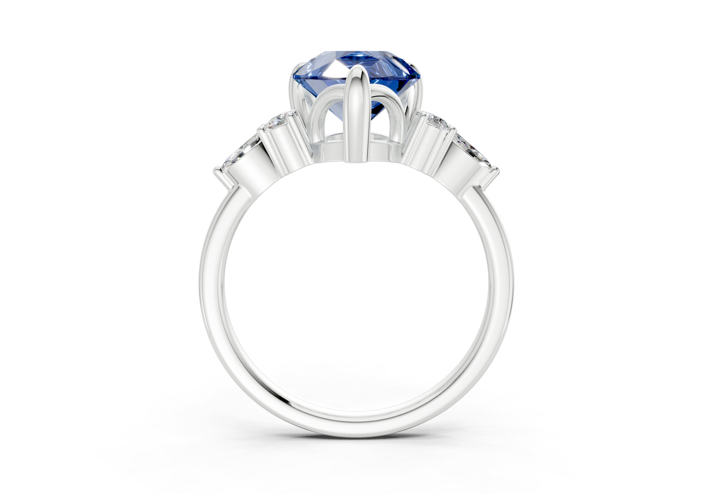 Lyra Sapphire Gemstone Accent Pear Cut 1.8mm Engagement Ring