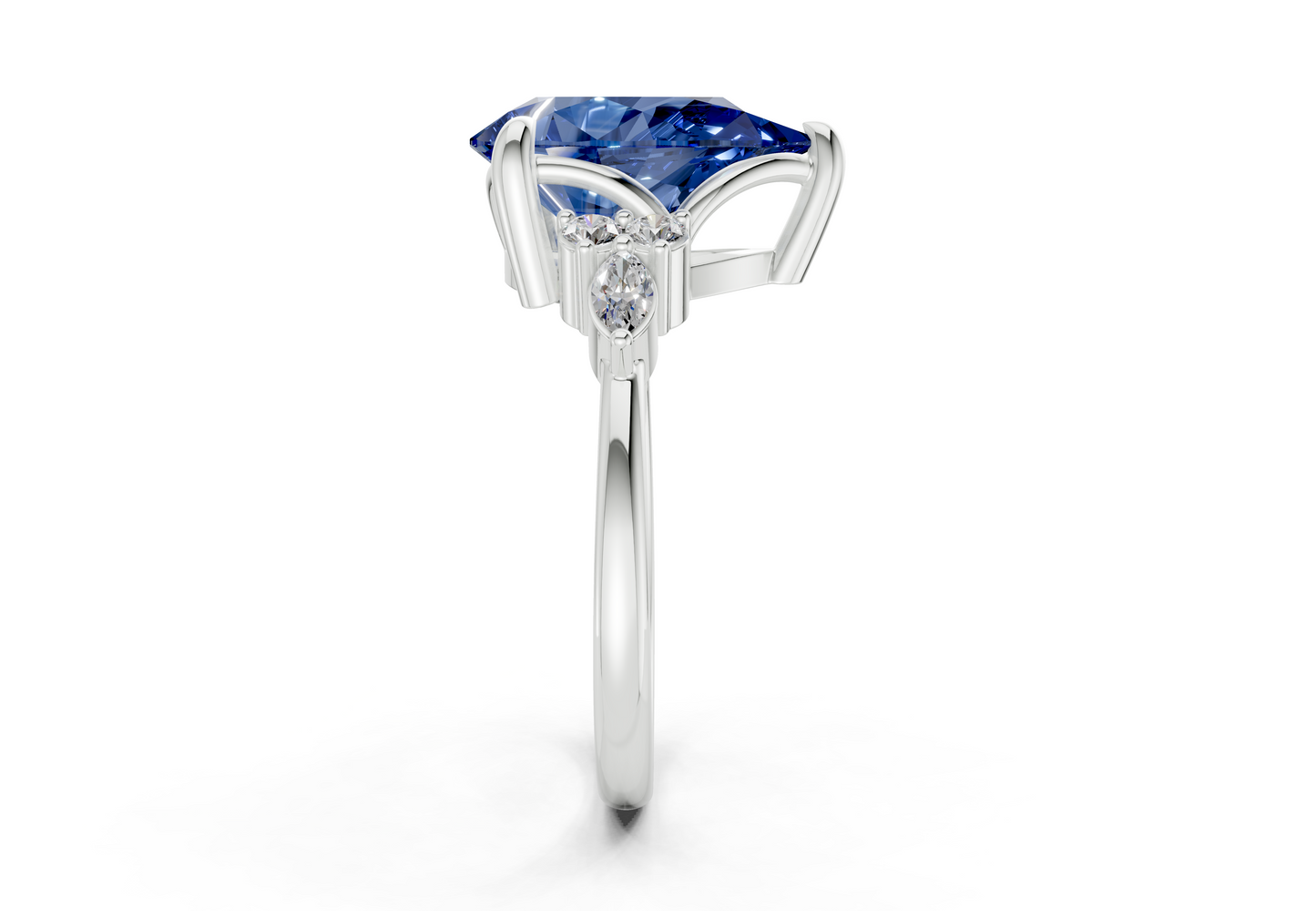 Lyra Sapphire Gemstone Accent Pear Cut 1.8mm Engagement Ring