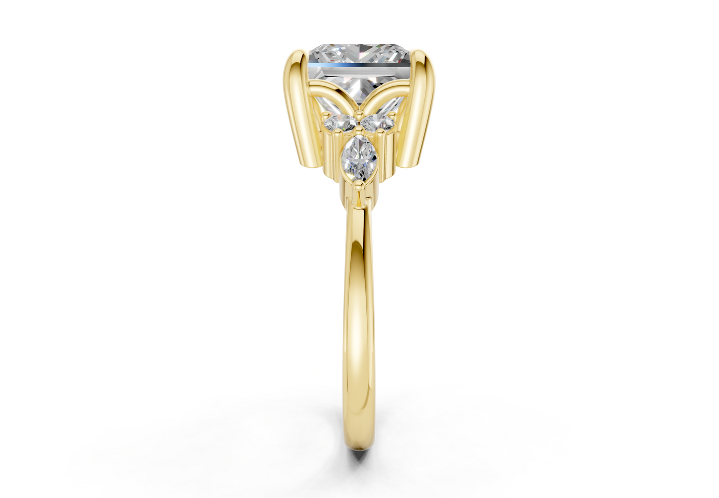 Lyra Diamond Accent Princess Cut 2mm Engagement Ring