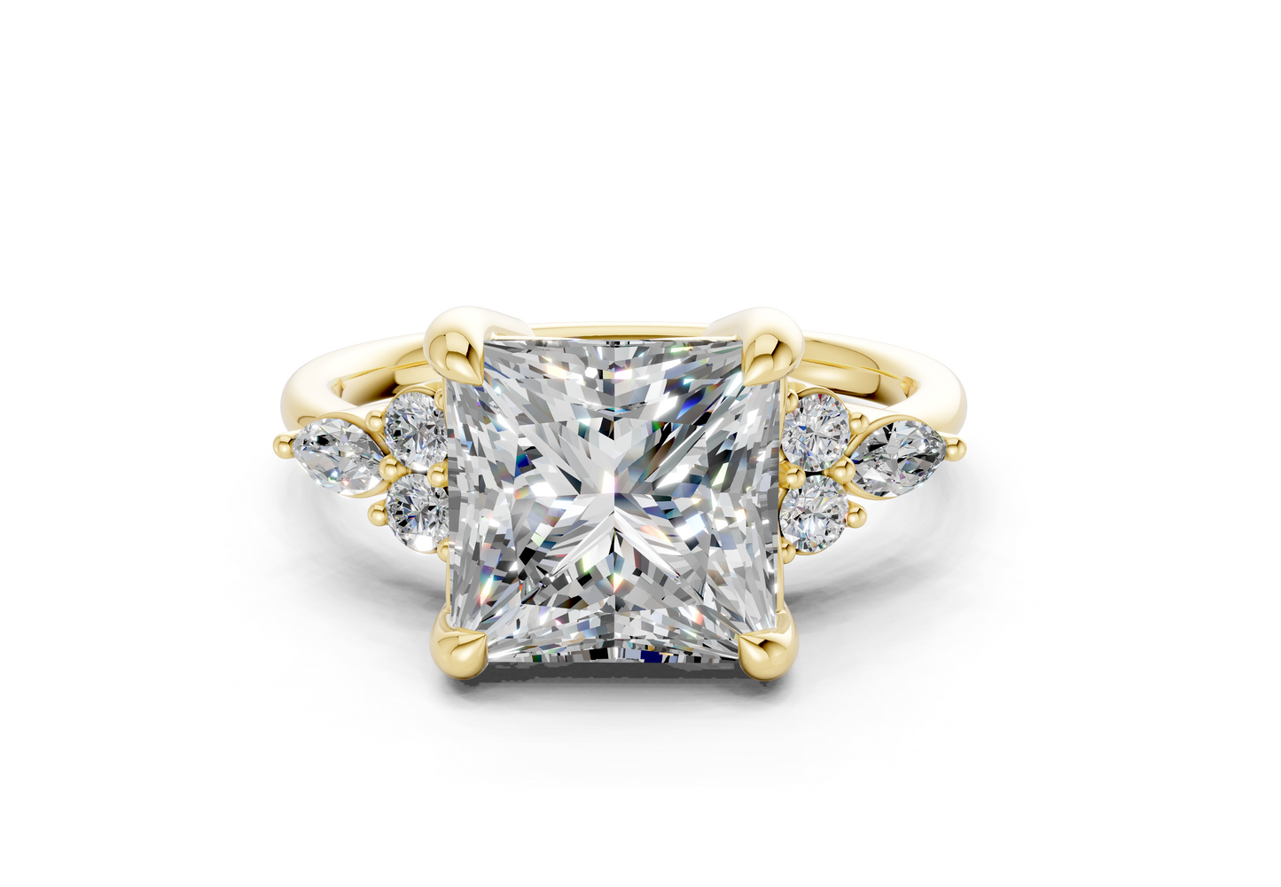 Lyra Diamond Accent Princess Cut 2mm Engagement Ring