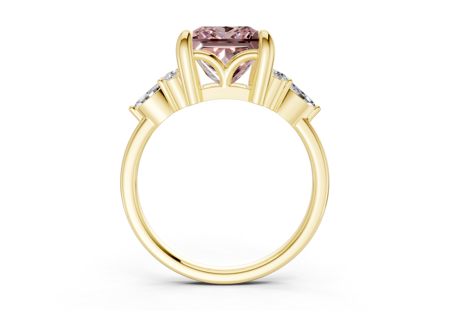 Lyra Pink Diamond Accent Princess Cut 2mm Engagement Ring