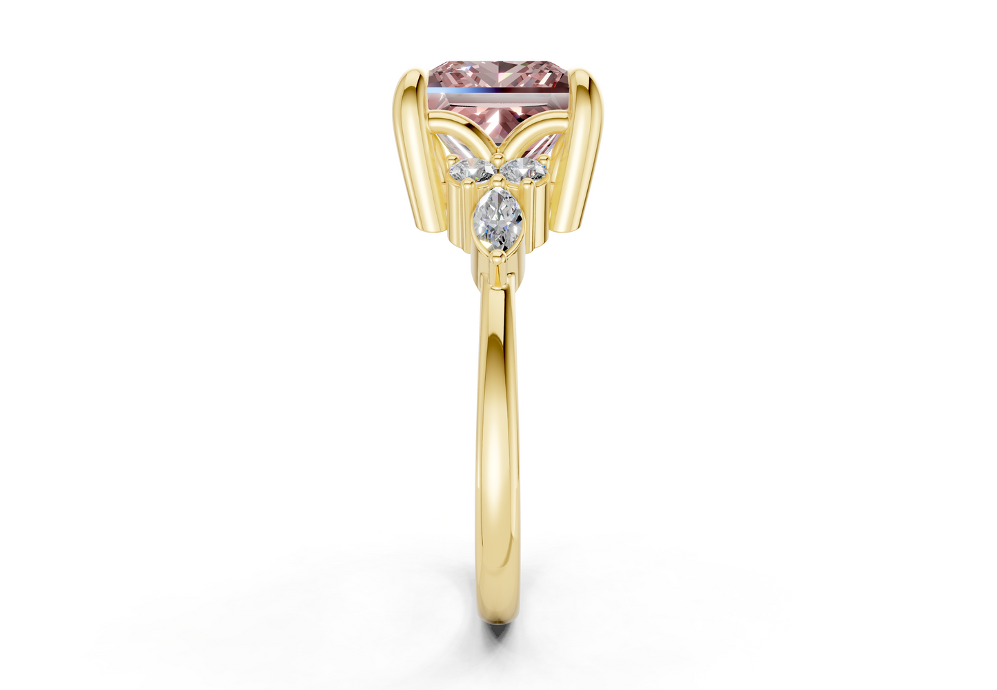 Lyra Pink Diamond Accent Princess Cut 2mm Engagement Ring