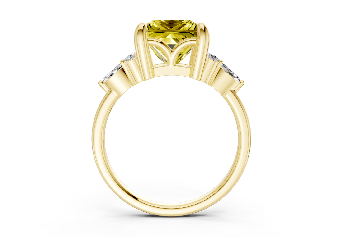 Lyra Yellow Diamond Accent Princess Cut 2.3mm Engagement Ring