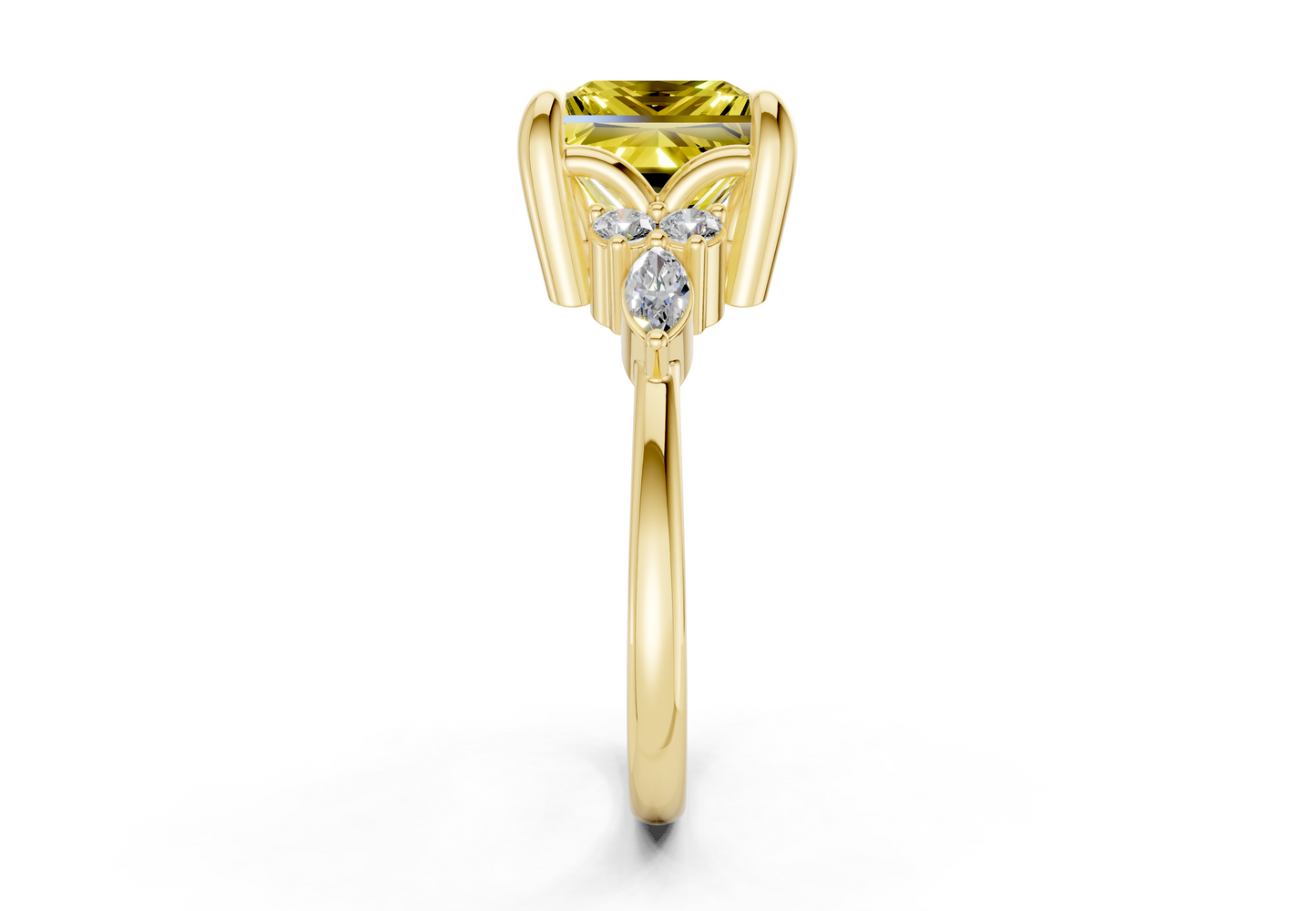 Lyra Yellow Diamond Accent Princess Cut 2.3mm Engagement Ring