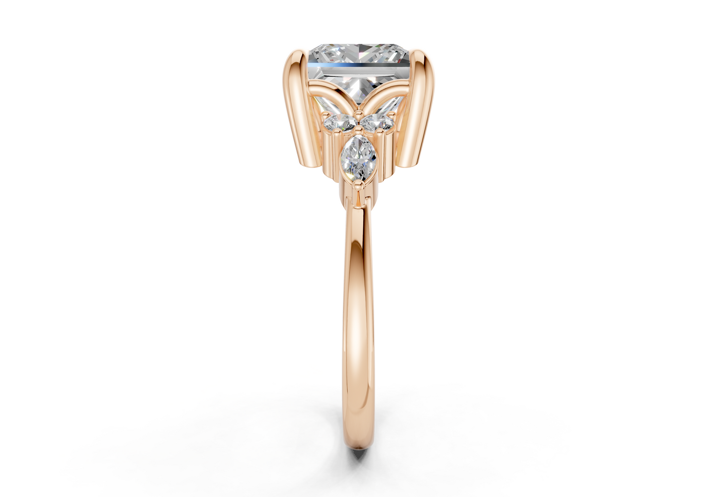 Lyra Diamond Accent Princess Cut 2mm Engagement Ring