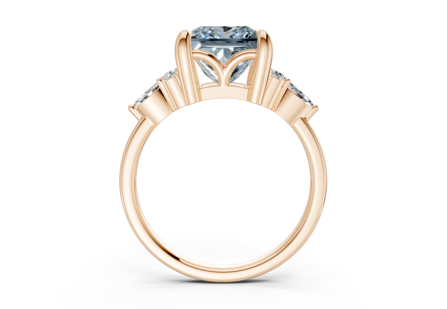 Lyra Blue Diamond Accent Princess Cut 2.3mm Engagement Ring